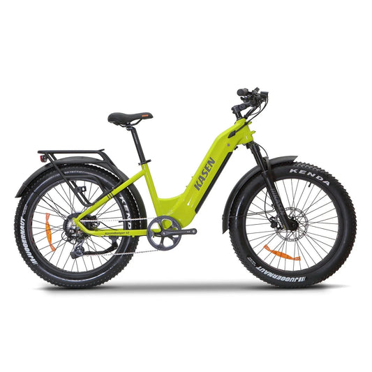 Green Kasen Ranger ST 2.0 eBike, ready to ride, shown with 15AH and 20AH battery options, product image labeled R2R Green 4