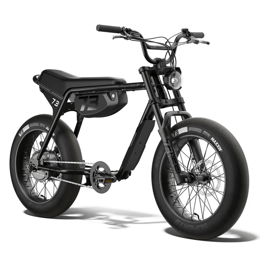 Black Super73 ZX SE electric bike, side view, against a plain background