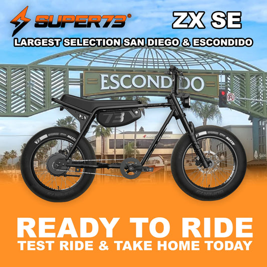 Super73 ZX SE eMOTO eBike in Blackout color, side view, ready to ride, product image with model number 810206242155