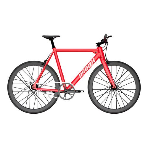 A black eBike SUPERHUMAN BABYMAKER II Classic with a 19-inch frame, featuring a sleek design, straight handlebars, and thin road tires, photographed from the side against a white background.