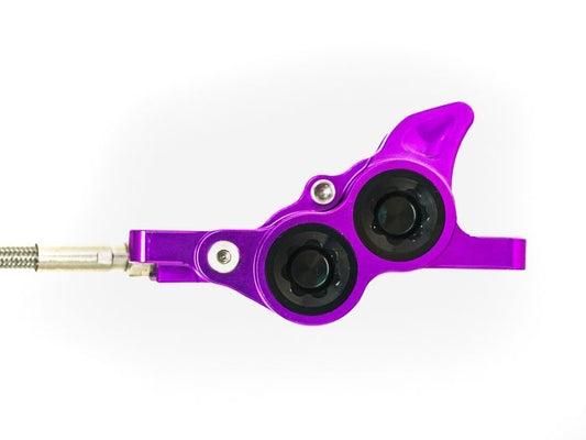 Purple Stomp Ebox Megalith Performance Brake Kit, including brake calipers and components, displayed on a white background.