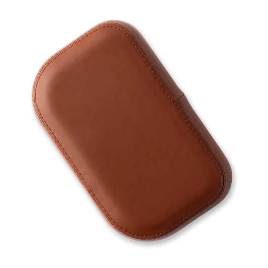 Brown eBike backrest accessory for Murf Cargo, product image showing backrest attached to bike seat.