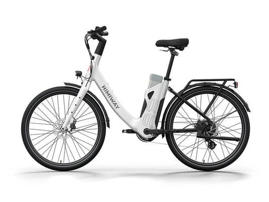 White HIMIWAY A3 urban electric commuter bike, side view, displayed on a plain background.