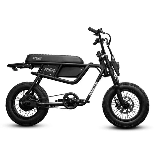 Black eBike Strike Rascal electric bicycle, side view, against a plain background