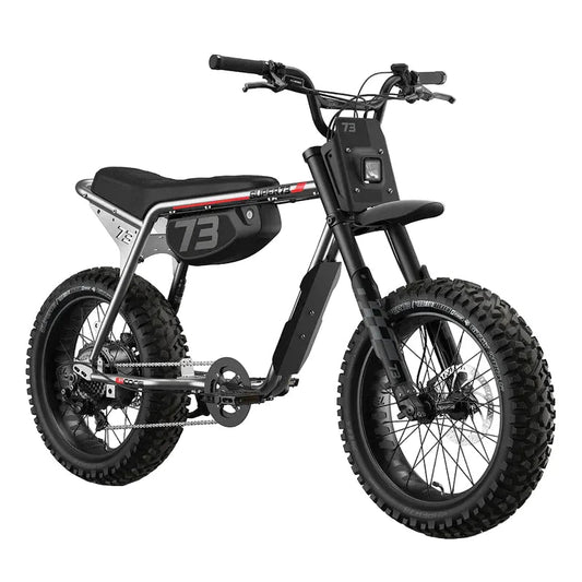 Super73 Z Adventure Series eBike in Metallic Aluminum color, side view, showcasing rugged frame and off-road tires
