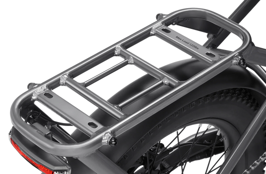 Side view of the Velotric Fold 1 Plus eBike in folded position, showcasing its compact design, sturdy frame, and integrated battery.