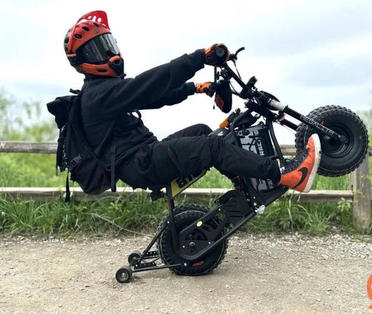 High-performance wheelie bar for ebox dragster electric bike, shown as a sturdy accessory designed for enhanced stability, available at ebox ebike super shop.