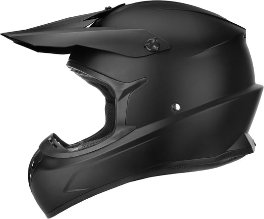 A full-face eMOTO helmet in matte black, featuring a clear visor and aerodynamic design, displayed on a white background.