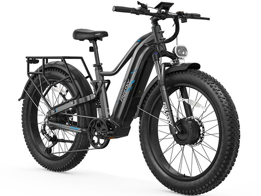 Black Freesky Eurostar Turbo M-410 set-top box, front and side view, with product branding visible