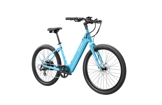 Velotric Breeze 1 eBike in Ocean Mist color, side view, against a plain background