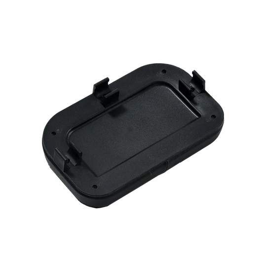 Black motorcycle seat with attached passenger backrest, shown from a side angle against a white background.