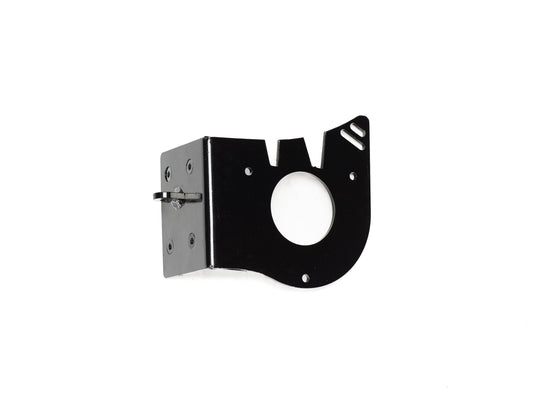 Stomp Ebox Dragster motor mount plate, silver metal component with multiple holes for mounting, displayed on a white background.