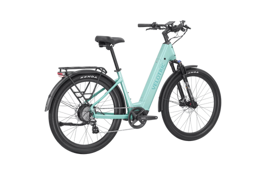 Velotric Discover 2 eBike in mint color, shown in its original box