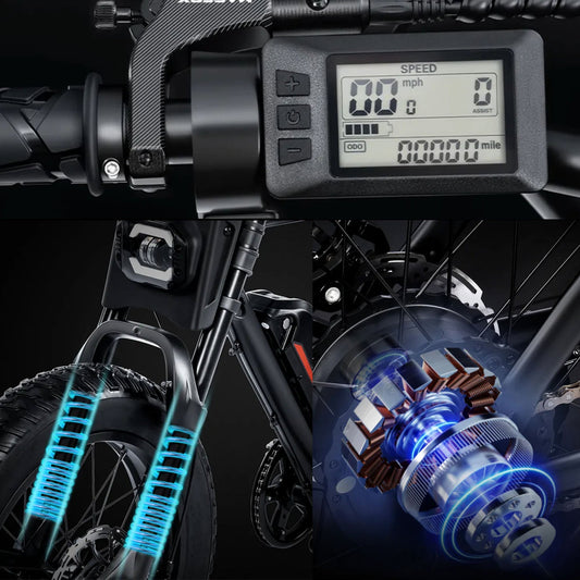 Macfox X1S eBike in black, shown in its box with product packaging, model number 810206240090