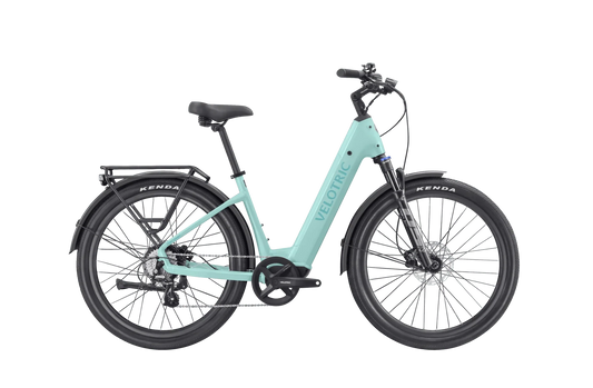 Velotric Discover 2 eBike in mint color, shown in its original box, product image.