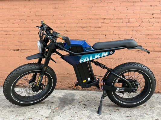 Custom Blue Sunset 750 w Electric e-Moto Style eBike 20x4 Fat tire electric bike - Rebel Electric Bikes Temecula