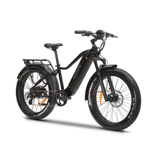Black Kasen Ranger ST 2.0 eBike packaged in a box, showing 15AH and 20AH battery options.