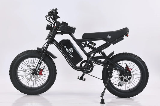 Neon green eBike Ghostcat F3.3 side view, showcasing frame design and electric motor
