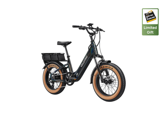 Obsidian black Velotric GoMad eBike side view, showcasing sturdy frame, thick tires, and integrated battery.