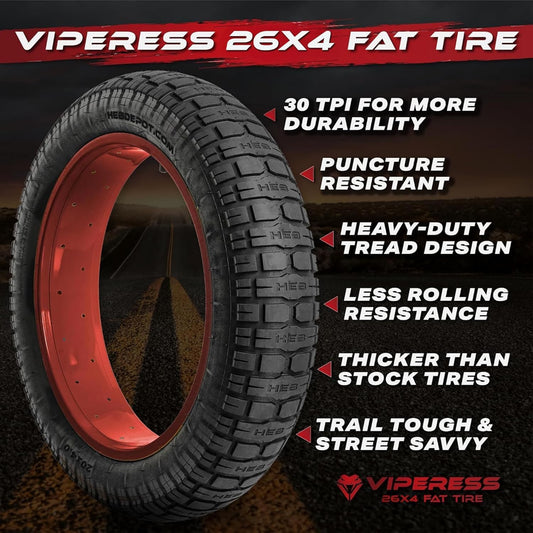 HEB Viperess Fat Tire SET of 2 Tires - 20" x 4" - Parts - 438 Rebel Electric Bikes Temecula