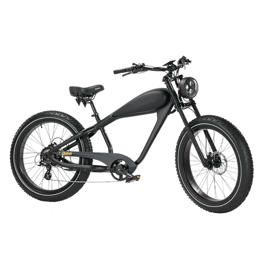 REVI Cheetah PLUS 750w Step Over Ebike 26x4 Fat Tire Electric Vintage eBike - Fat Tire Cruiser eBike - REVI|BLACK48V1|3000 eBike Super Shop