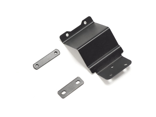 Stomp Ebox Mud Flap Fixing Plate shown from a side angle, displaying its metal construction and mounting holes.