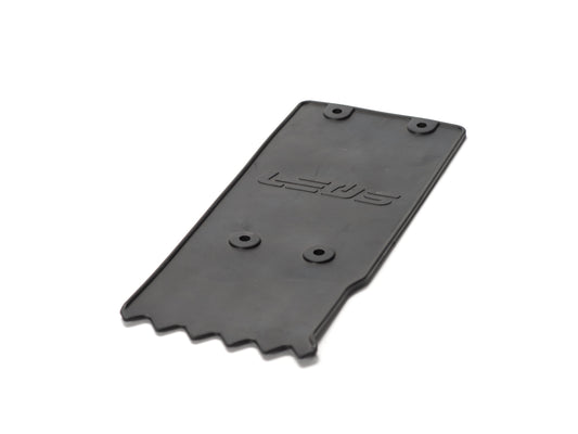 Stomp Ebox mud flap, black, rectangular with rounded edges, featuring the Stomp logo in white on the center, displayed against a plain white background.
