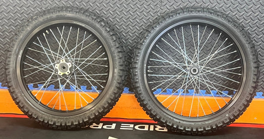 Throne eMoto Wheel Set Shinko 244 Dual Sport 19"/19" Front & Rear Wheel & Tire Set for Moto Bikes *Does not include rotor or sprocket* - Throne Wheel & Tire Set - Throne | Shinko | 19 inch | Front Wheel & Tire Set eBike Super Shop